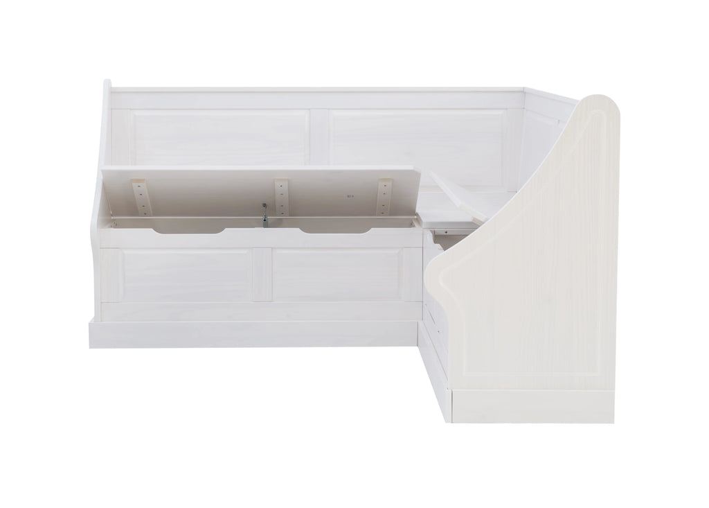 White Wood Corner Dining Bench with Storage H950604