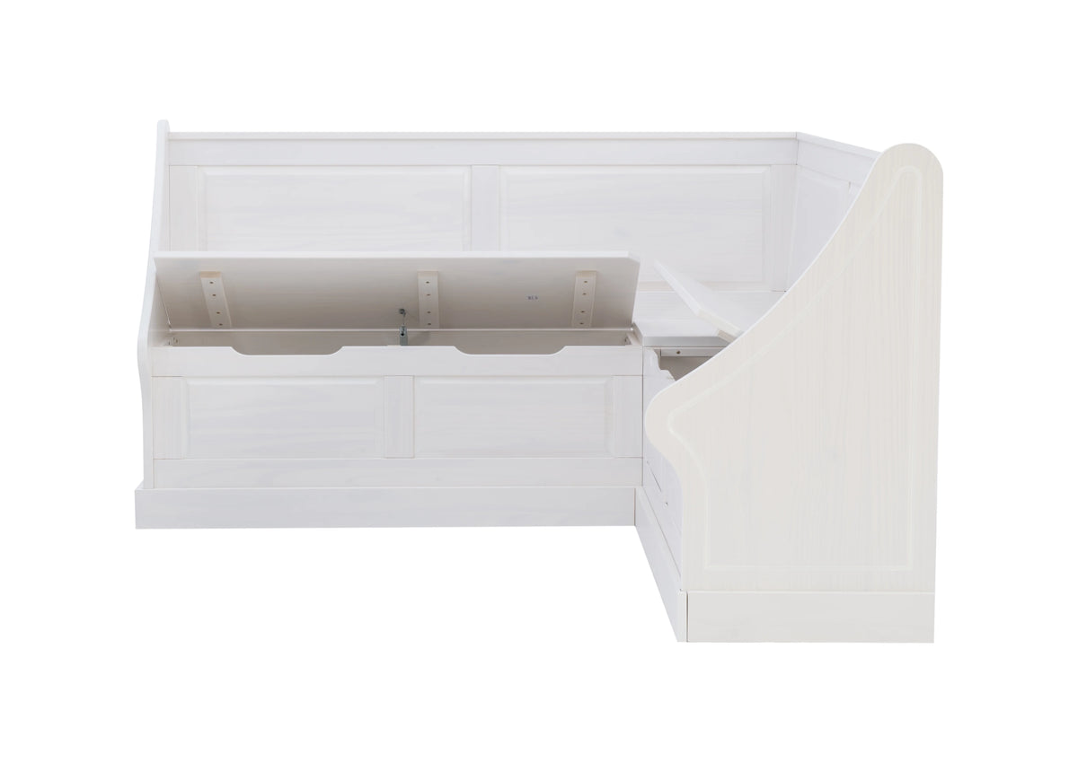 White Wood Corner Dining Bench with Storage H950604