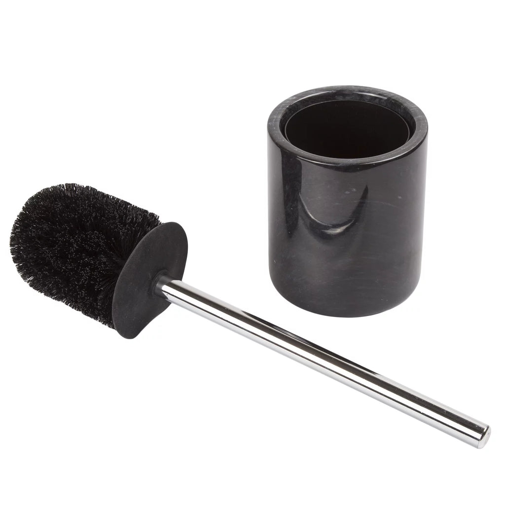 Black Marble Toilet Brush Holder Set with Silicone Cover N405792