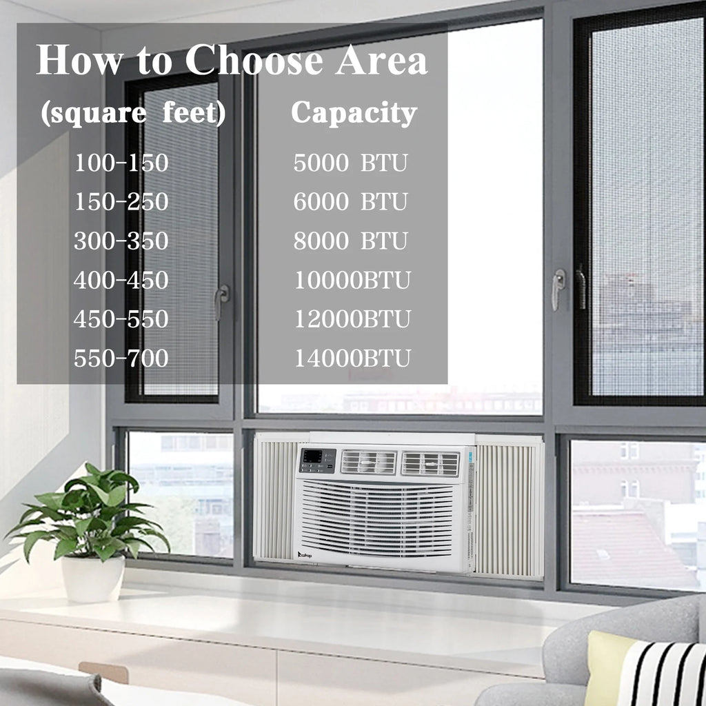 10,000 BTU 115V Window-Mounted Compact Air Conditioner with Remote Control, White H502