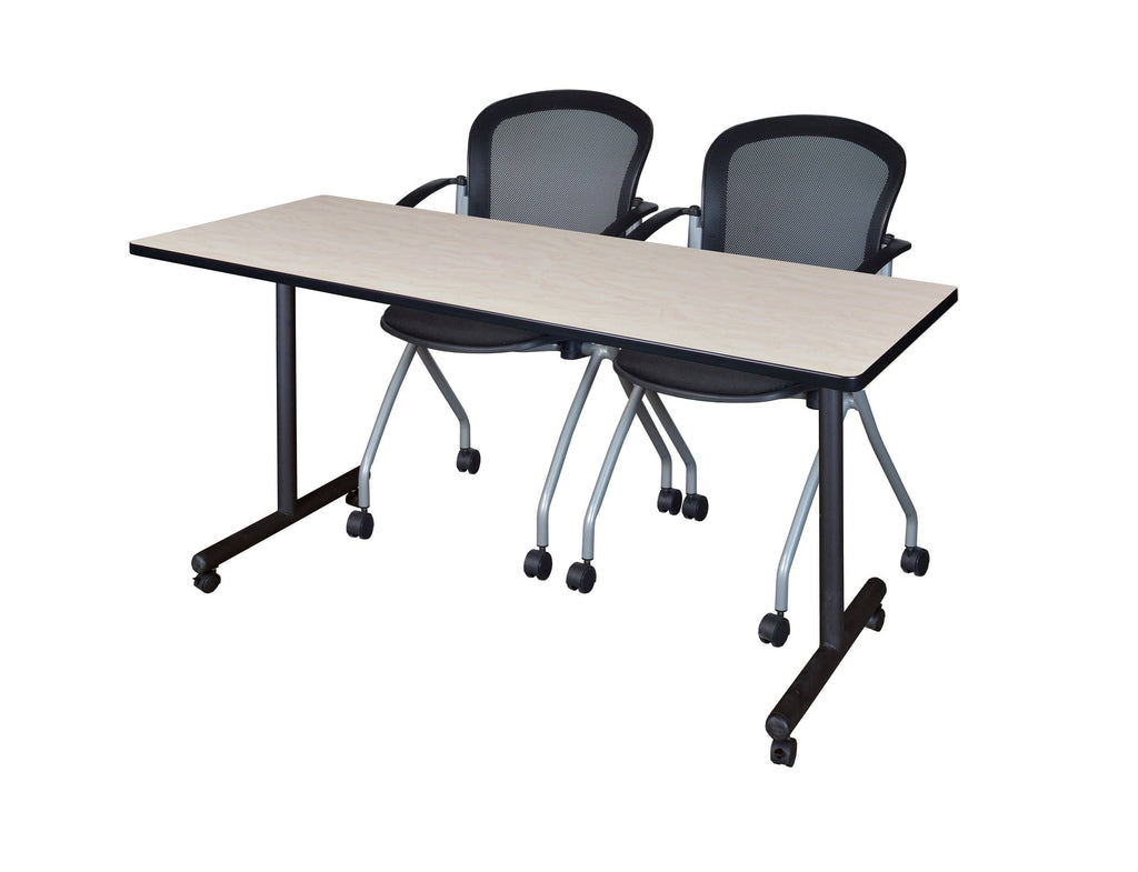 Maple Mobile Training Table with 2 Black Cadence Chairs U93470