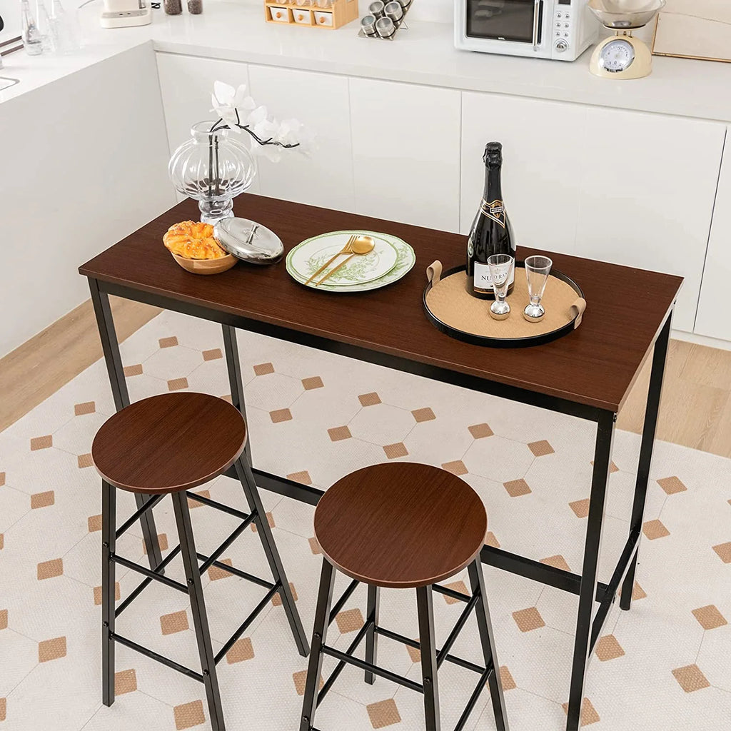 3-Piece Counter Height Table Set with 2 Round Stools Black F722474