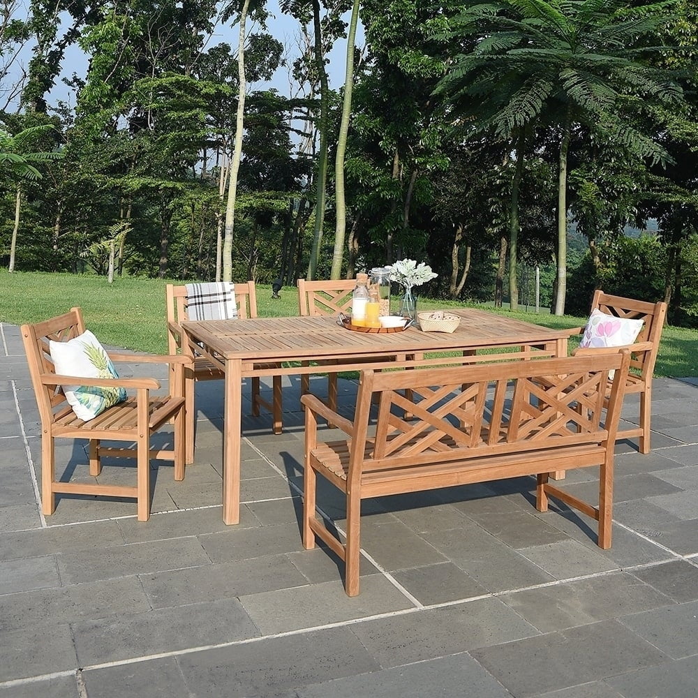 Natural Teak Wood Patio Bench R370325