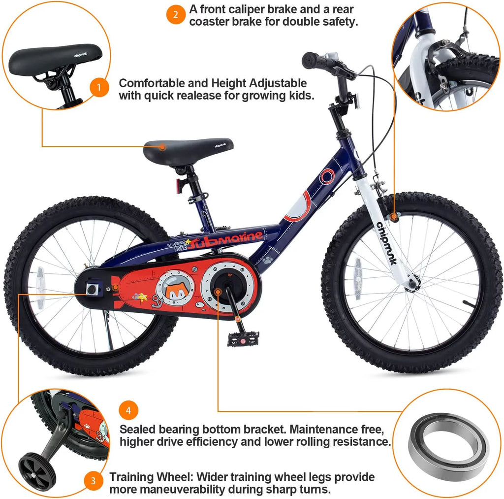18 In Blue Steel Bike with Kickstand Y3433