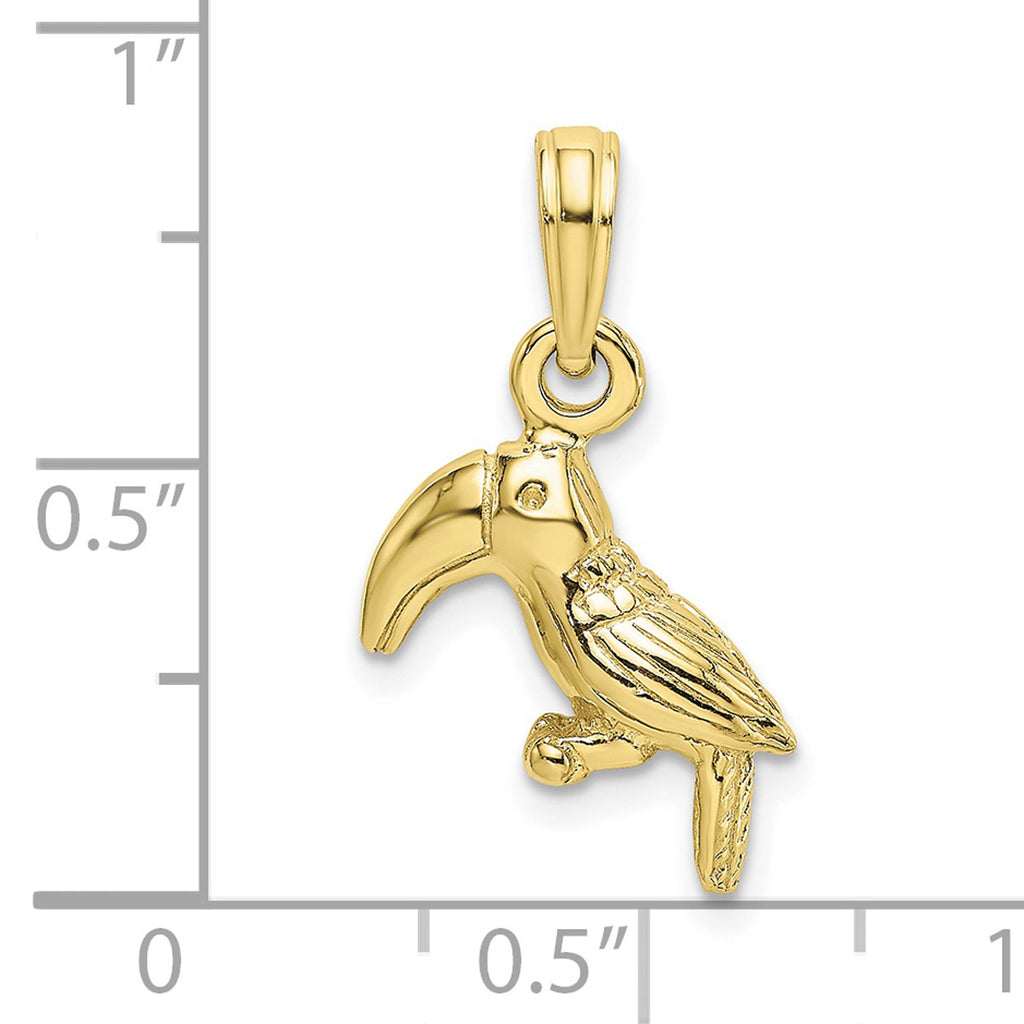 10K Yellow Gold Toucan Bird Pendant Charm with Rope Chain Necklace 16'' L2701