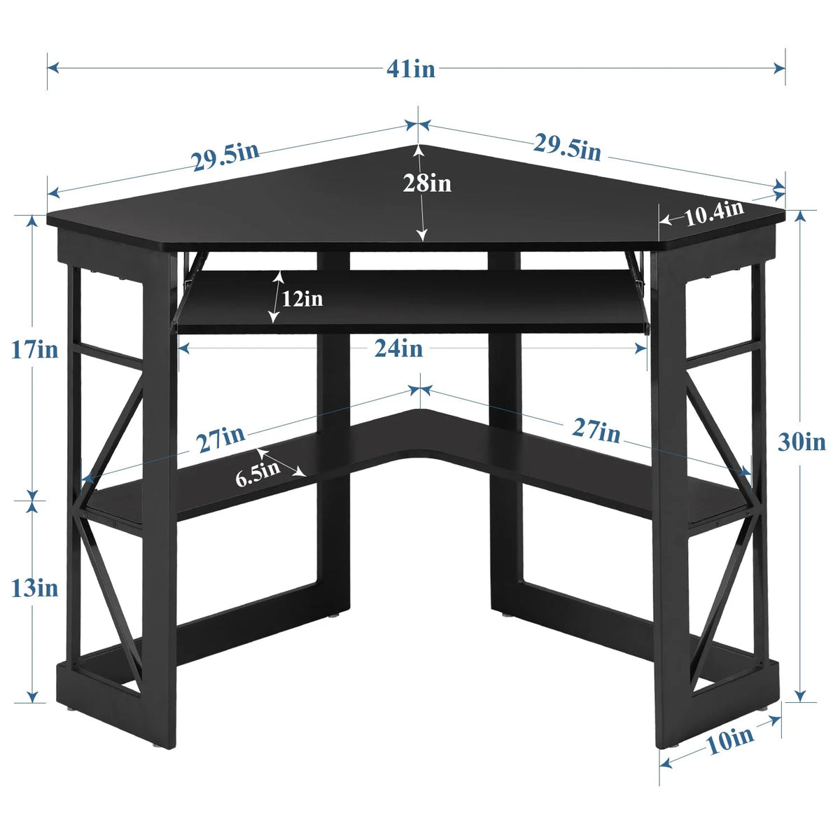 Black Corner Computer Desk & Chair Set Q9556