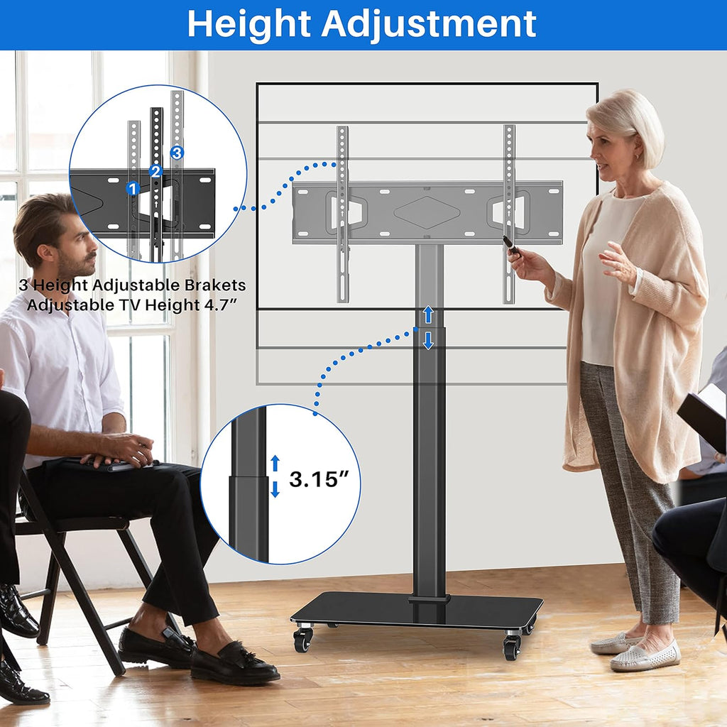 Tall TV Stand with Wheels, Height Adjustable, Max VESA 600x400mm U837024
