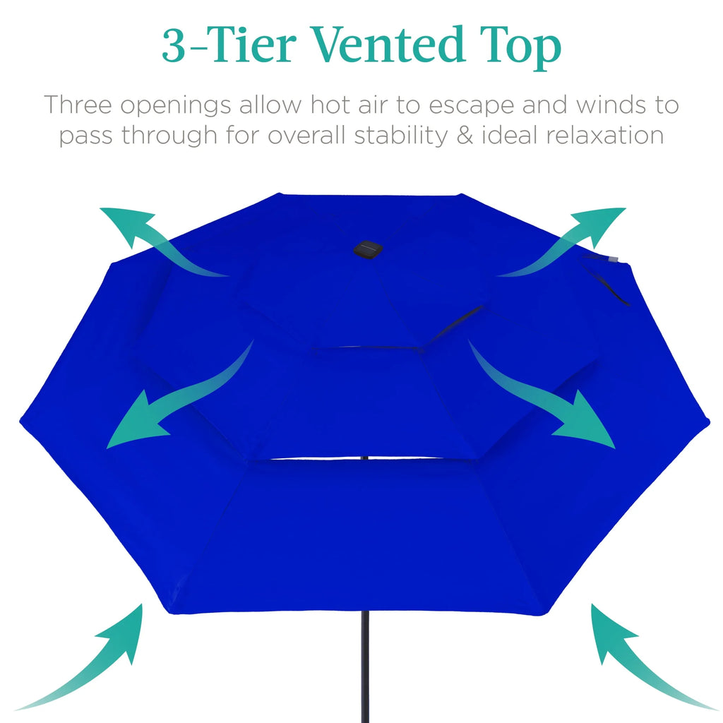 10ft 3-Tier Solar Patio Umbrella with 24 LED Lights E296906