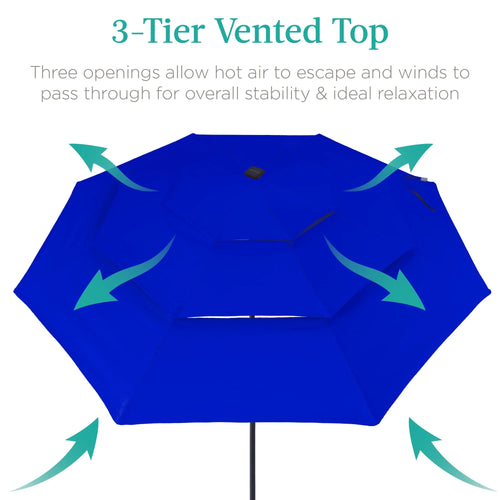 10ft 3-Tier Solar Patio Umbrella with 24 LED Lights E296906