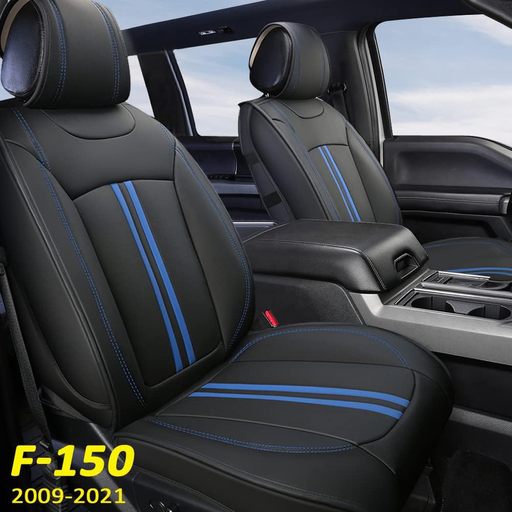 Rear Bench Car Seat Covers Faux Leather Seat Protectors (Black+Beige) Z7489