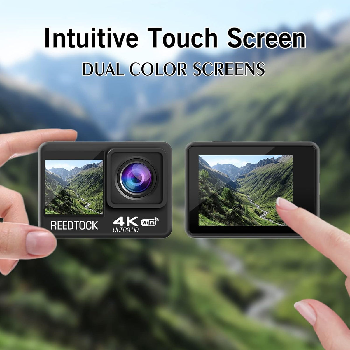 Action Camera 4K 24MP 2.0 Touch LCD Dual Screen Waterproof Sports Video Recorder 2 Batteries Accessories Kit Pack of 2 S55928