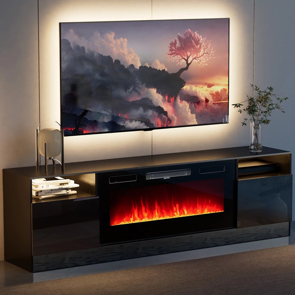 Black Fireplace TV Stand with 36'' Electric Fireplace F30208