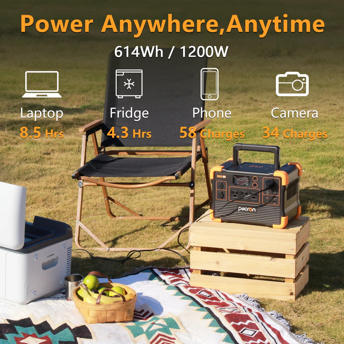 Portable Power Station 614Wh 1200W LiFePO4 Battery R24108
