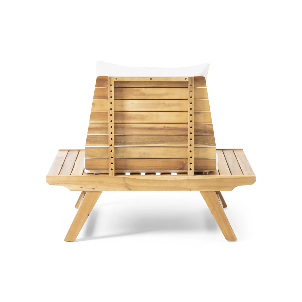 White Outdoor Wood Club Chair with Cushion Set of 2 P8033