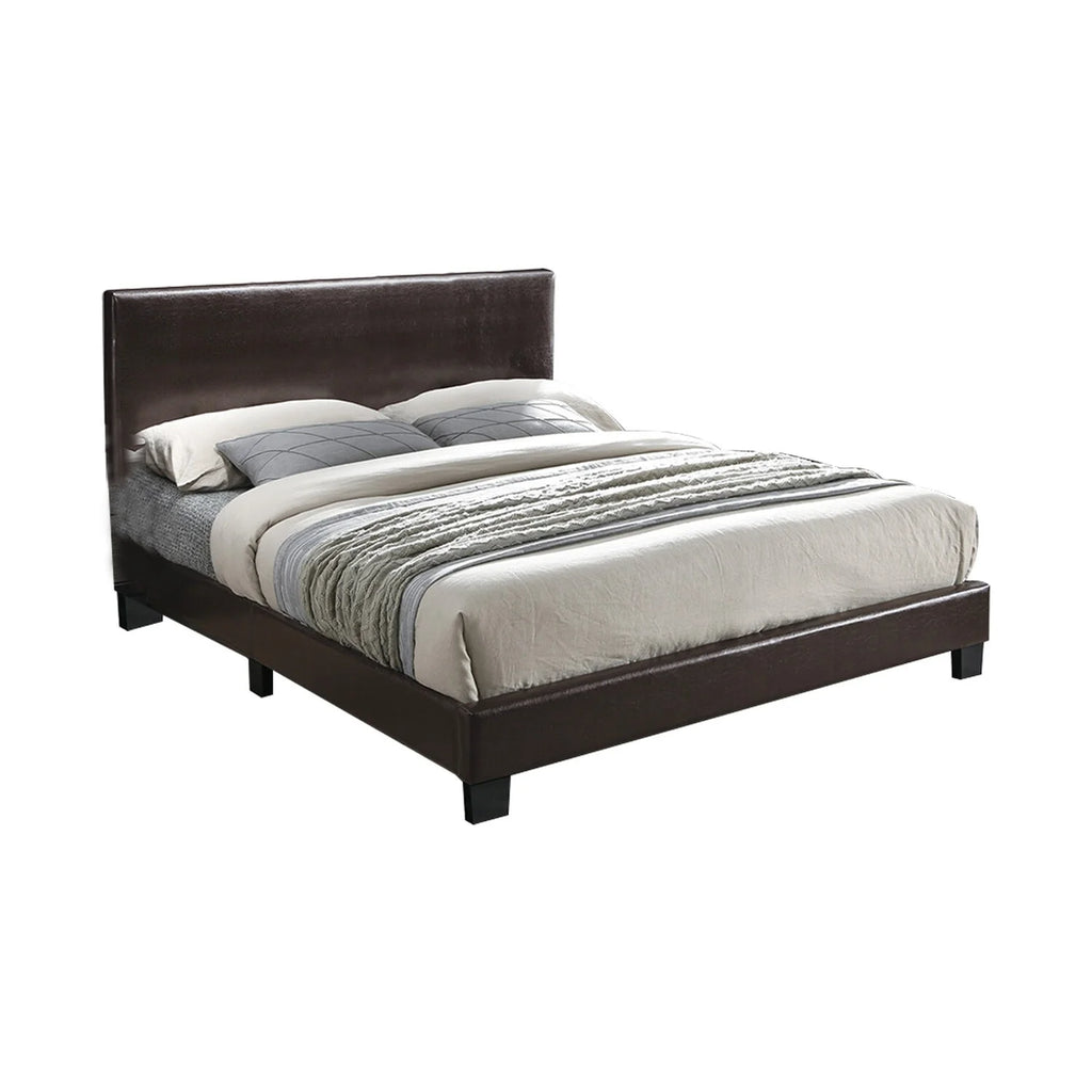 Faux Leather Upholstered Bed Brown Queen X45392