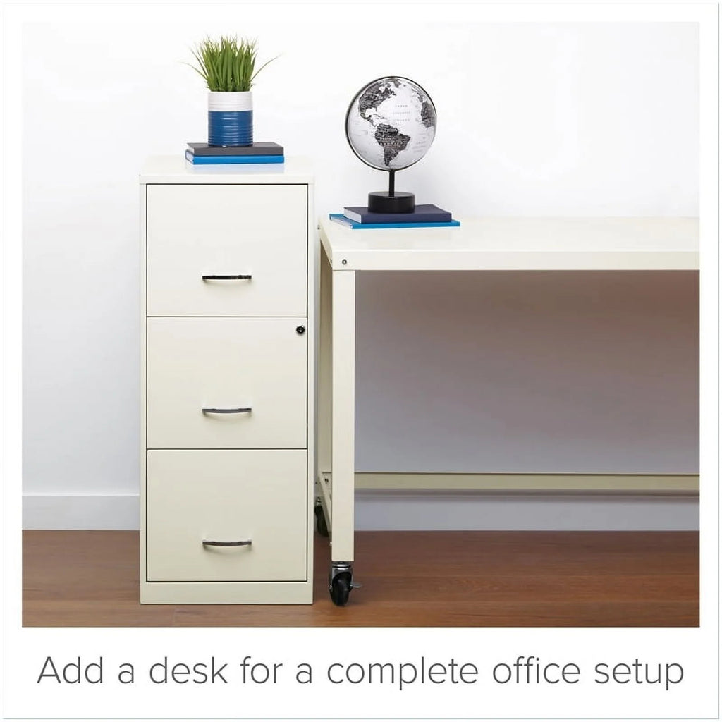 White 3 Drawer Metal File Cabinet with Lock T255