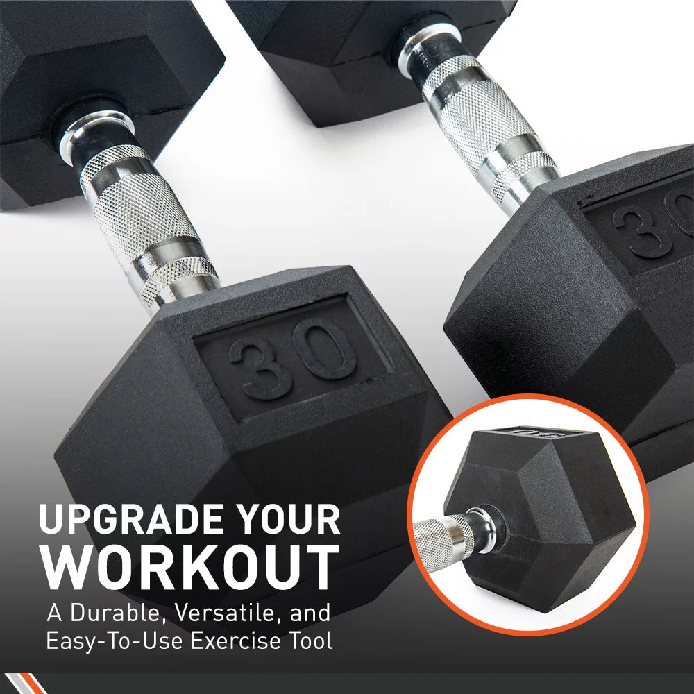 Rubber Encased Hex Dumbbell Set of Two 20 Pounds T1659