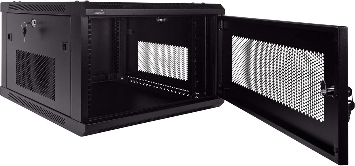 6U Wallmount Cabinet Enclosure 19-Inch Server Network Rack with Locking Perforated Door Black B878129