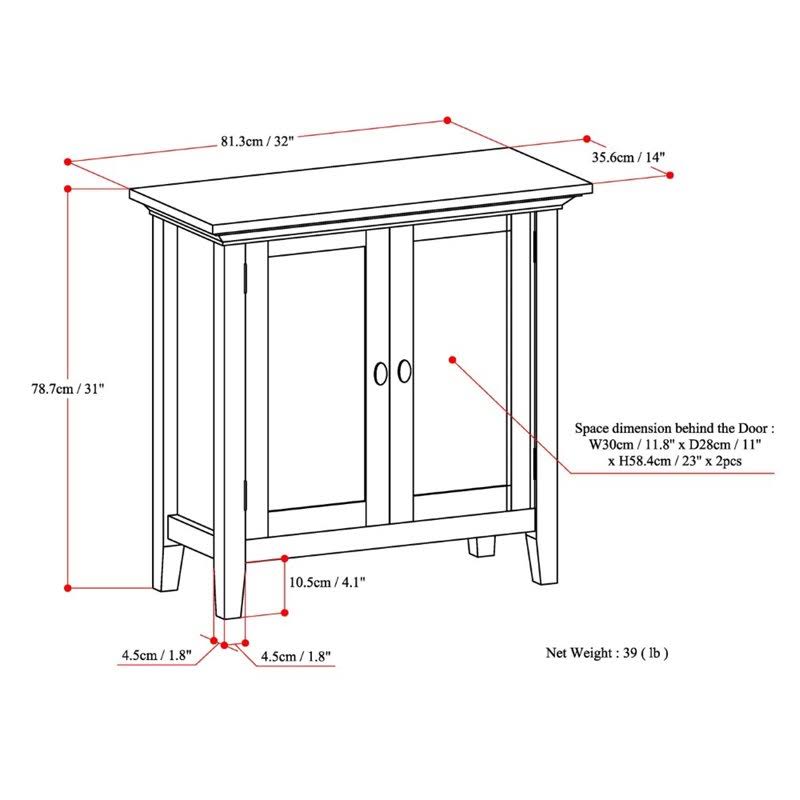 Solid Wood Low Storage Cabinet in Light Golden Brown L572