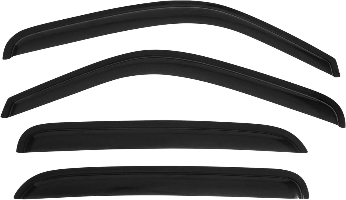 Window Visor Compatible With 2001-2006 Chevy Silverado GMC Sierra Crew Cab, Slim Style Acrylic Smoke Tinted 4PCS Sun Rain Shade Guard Wind Vent Air Deflector by IKON MOTORSPORTS, 2002 2003 2004 2005 Pack of 2 K20389