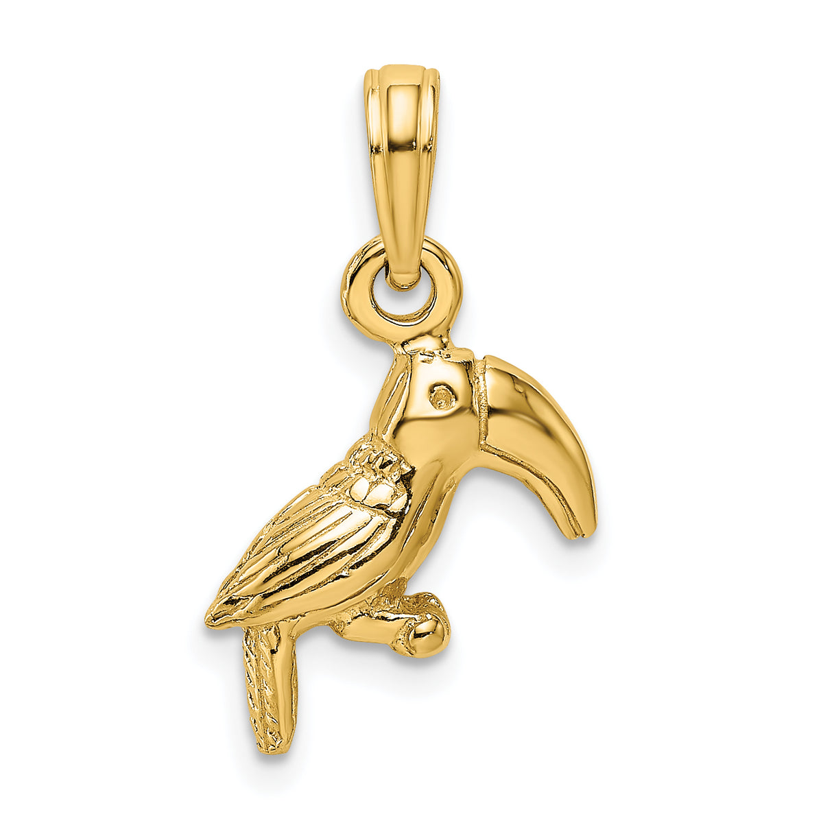 10K Yellow Gold Toucan Bird Pendant Charm with Rope Chain Necklace 16'' L2701