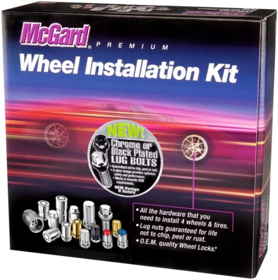 Black 5 Lug Hex Lug Bolt Install Kit with Locks T617508