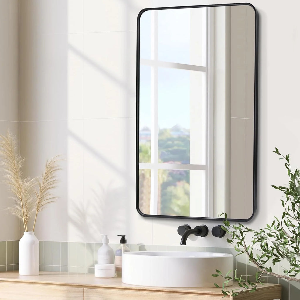 Black 30x48 Rectangular Metal Framed Wall Mirror N946852