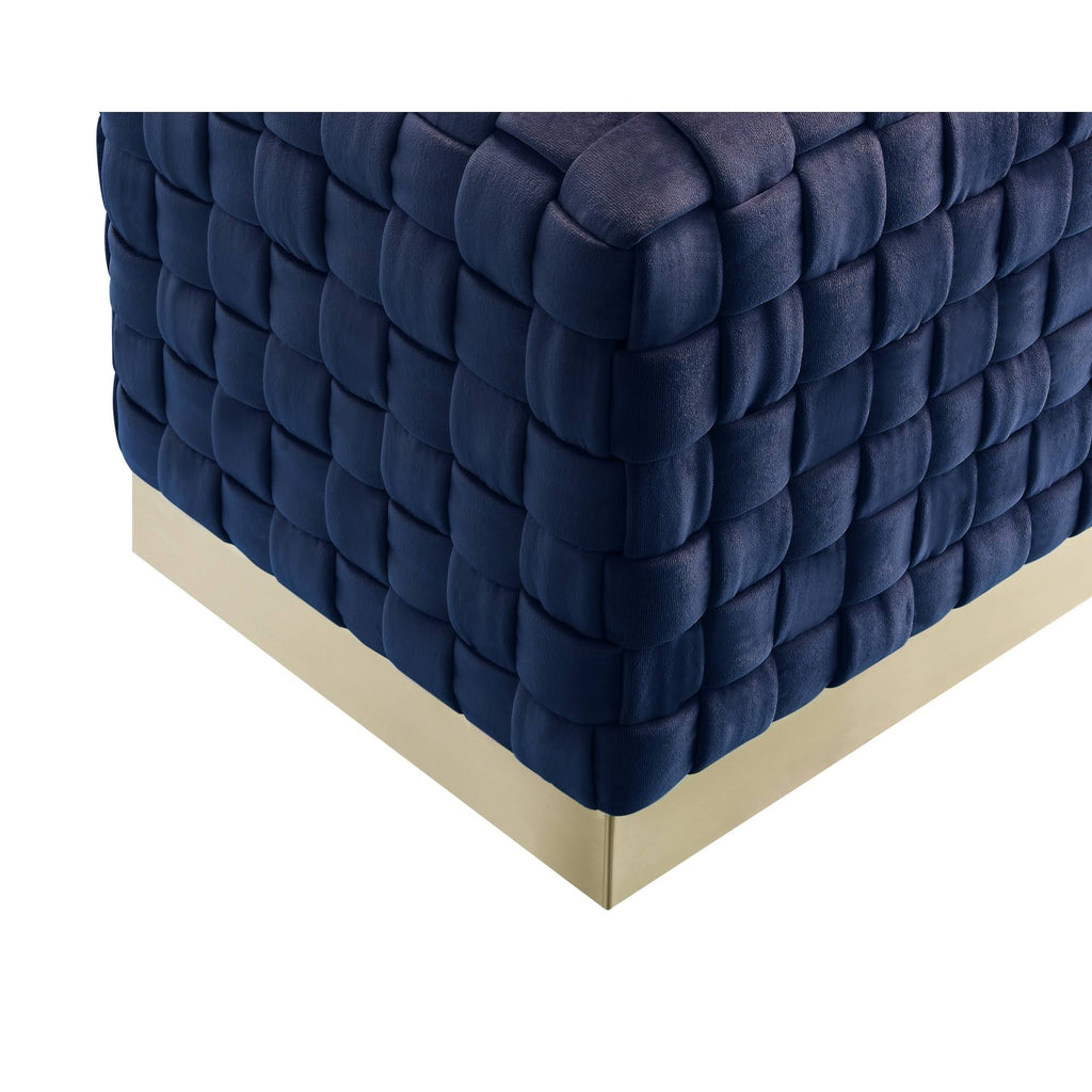 Navy Gold Velvet Cube Ottoman Y8526