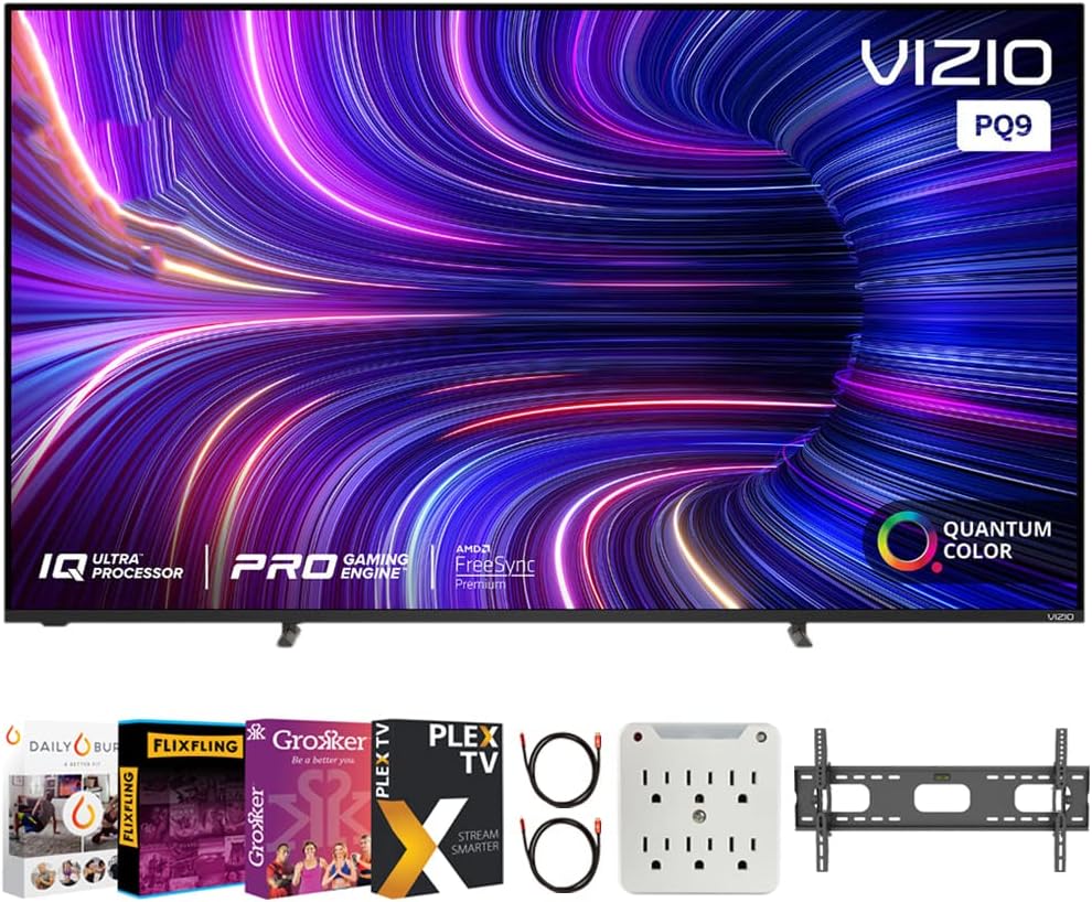 65 Class HDR 4K UHD Smart Quantum Dot LED TV Bundle with TV Wall Mount, Surge Adapter, 2X 6FT 4K HDMI Cable J3619