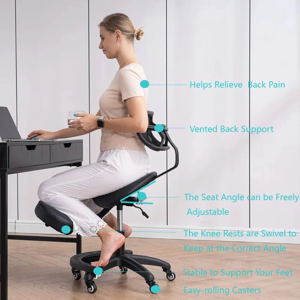 Kneeling Chair with Wheels and Back Support Y3388