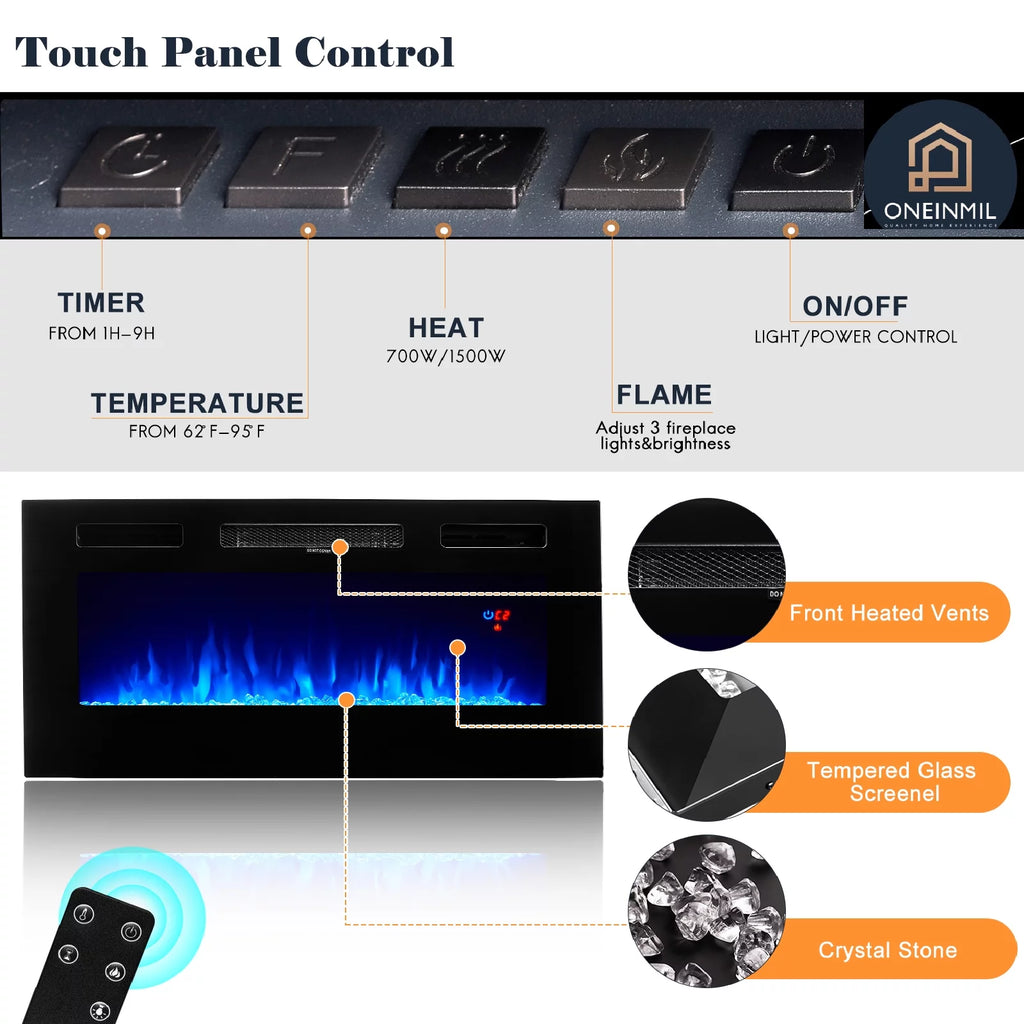 Black Fireplace TV Stand with 36'' Electric Fireplace F30208