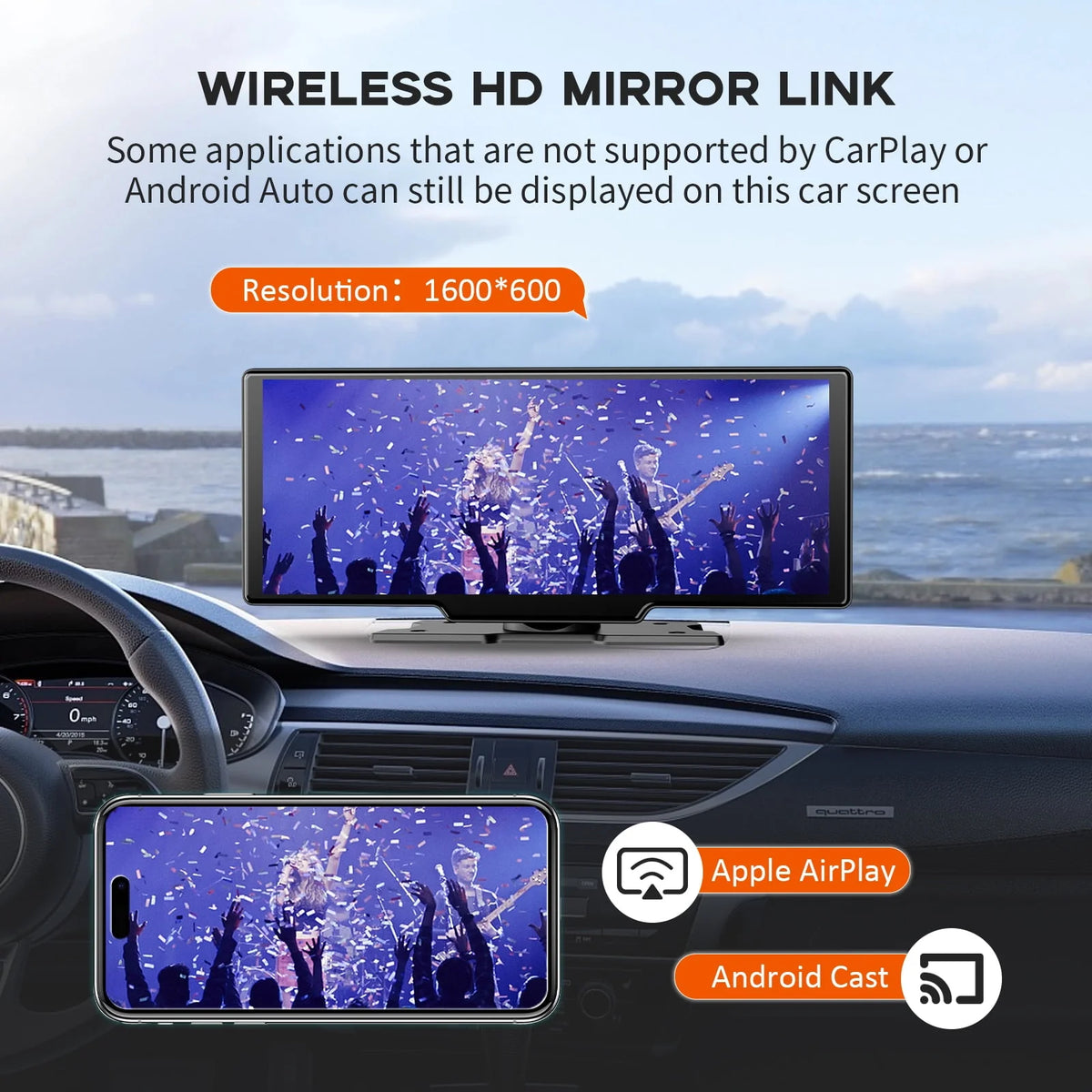 Wireless Apple Carplay Android Auto Car Stereo 10.26 Touch Screen 2.5K Dash Cam E4985