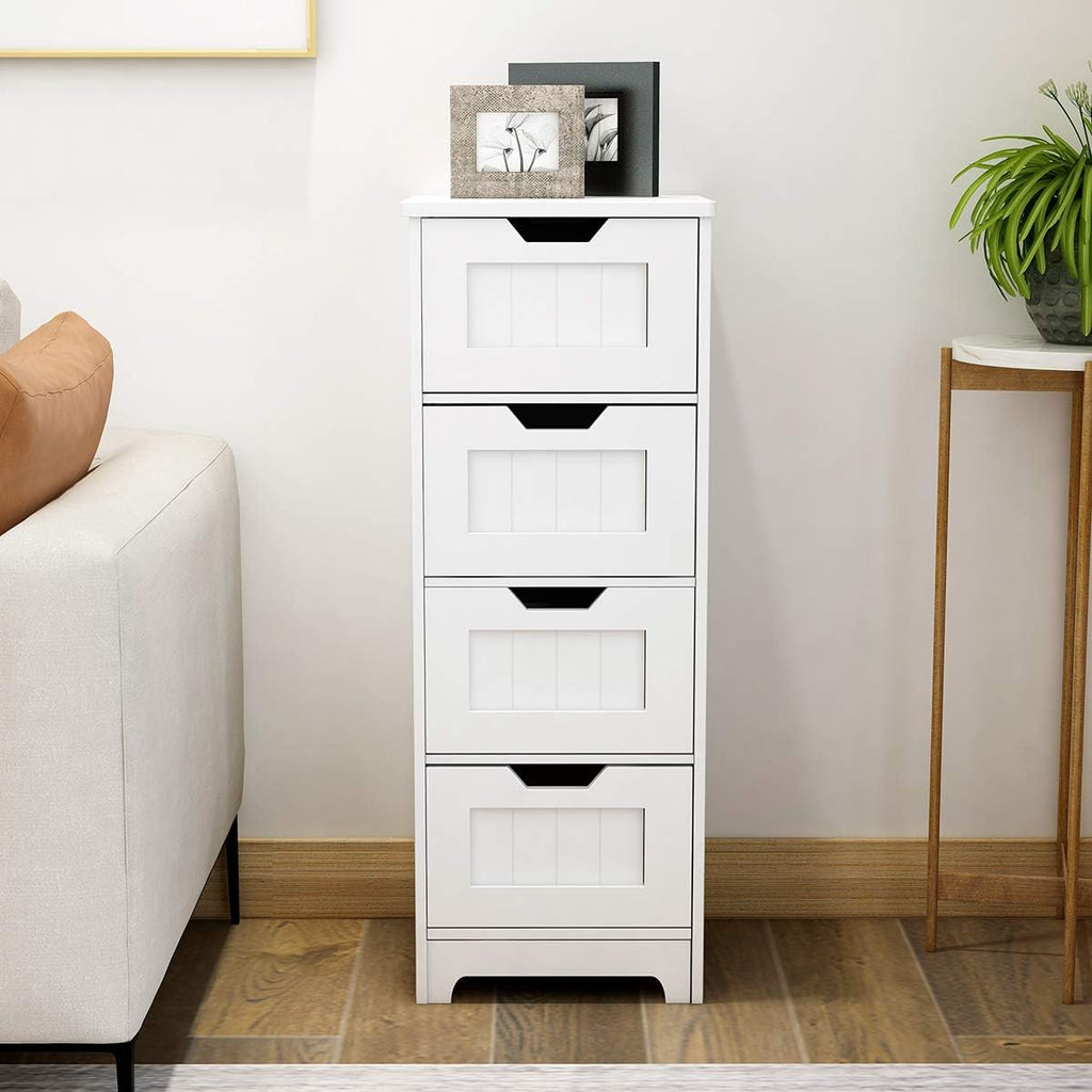 White Freestanding Storage Cabinet with 4 Drawers F3323