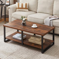 47 Inch Rustic Brown Wood Coffee Table with Storage Shelf R639775
