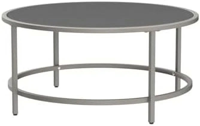 36in Round Tempered Glass Coffee Table with Metal Frame H7235