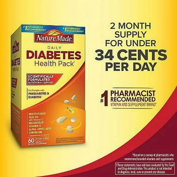 Daily Diabetes Health Pack Dietary Supplement 60 pk Y8799