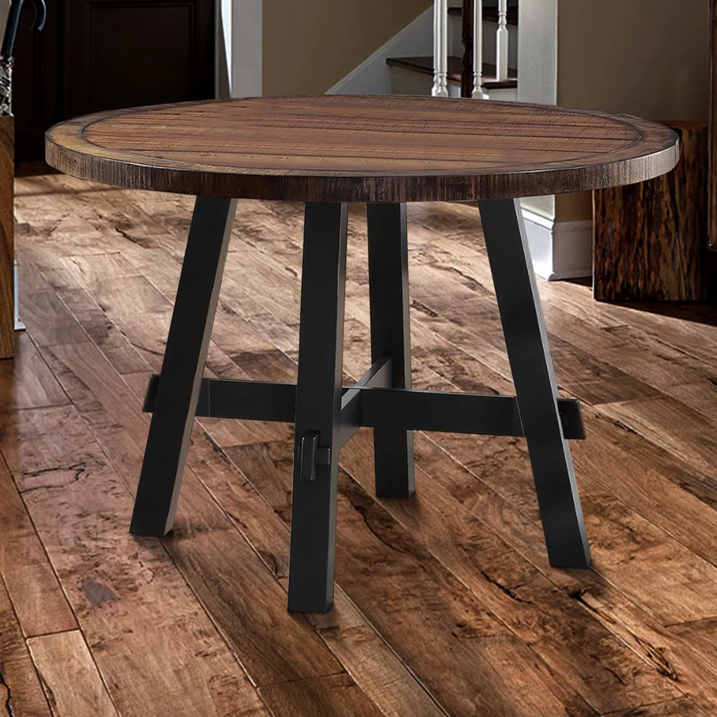 Round Wooden Dining Table Brown A4274