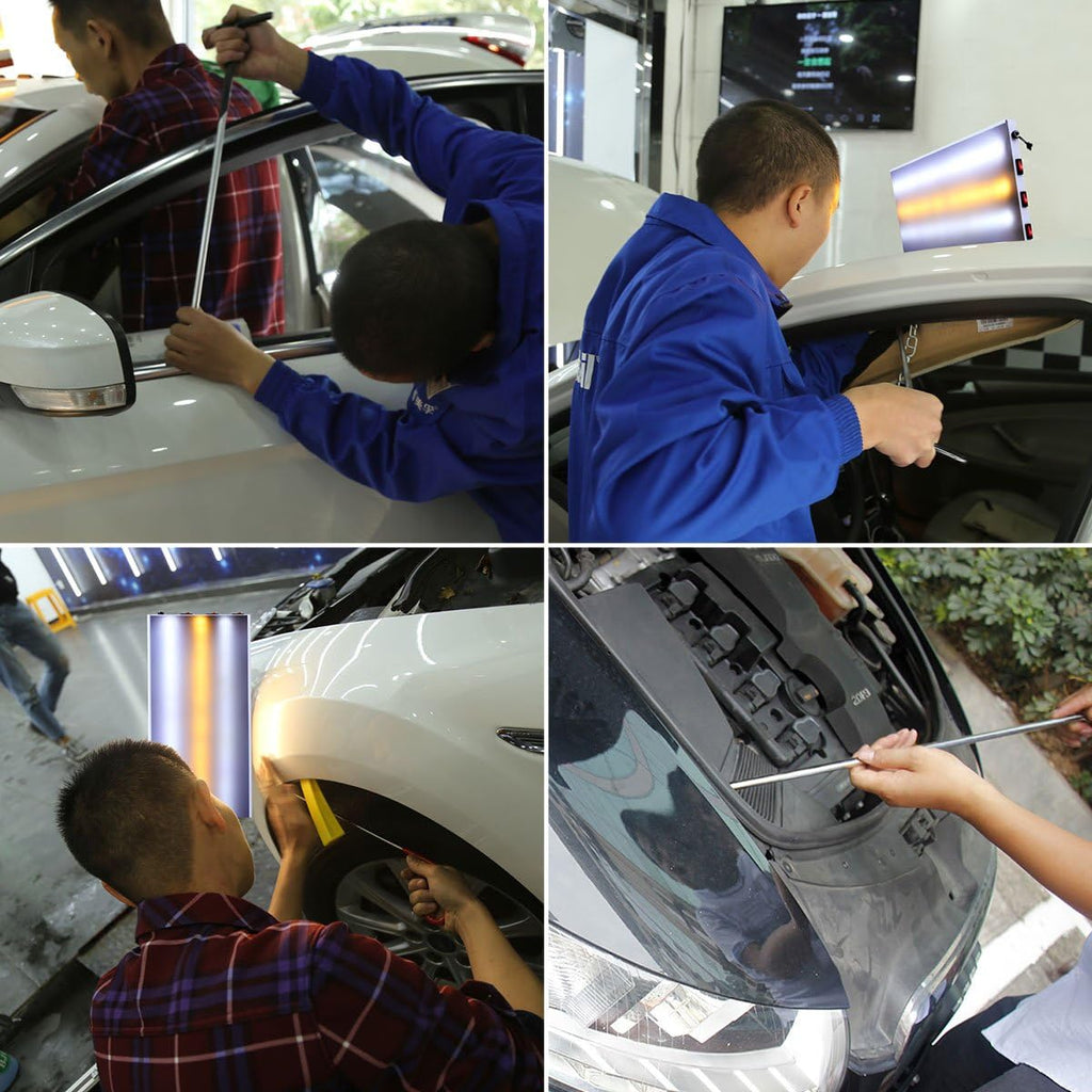 68 Pcs Auto Body Paintless Dent Removal Tools Kit LED Reflect Light Board Dent Lifter Bridge Puller Set H4174