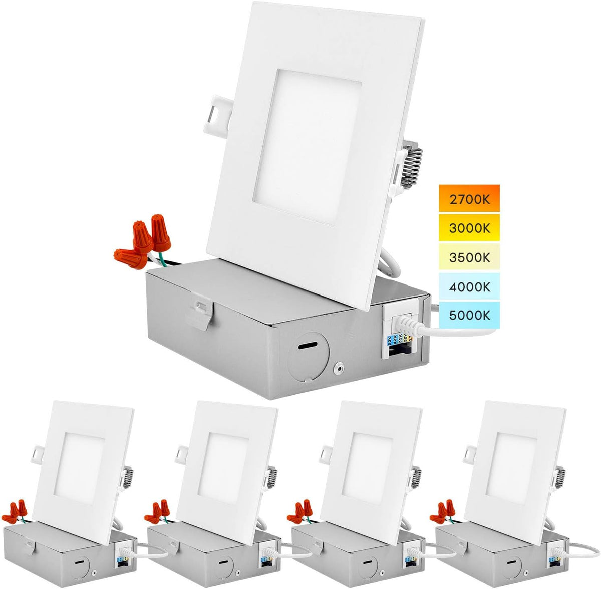 4 Pack 4 Inch Square LED Recessed Lighting, 10W, Dimmable B23595