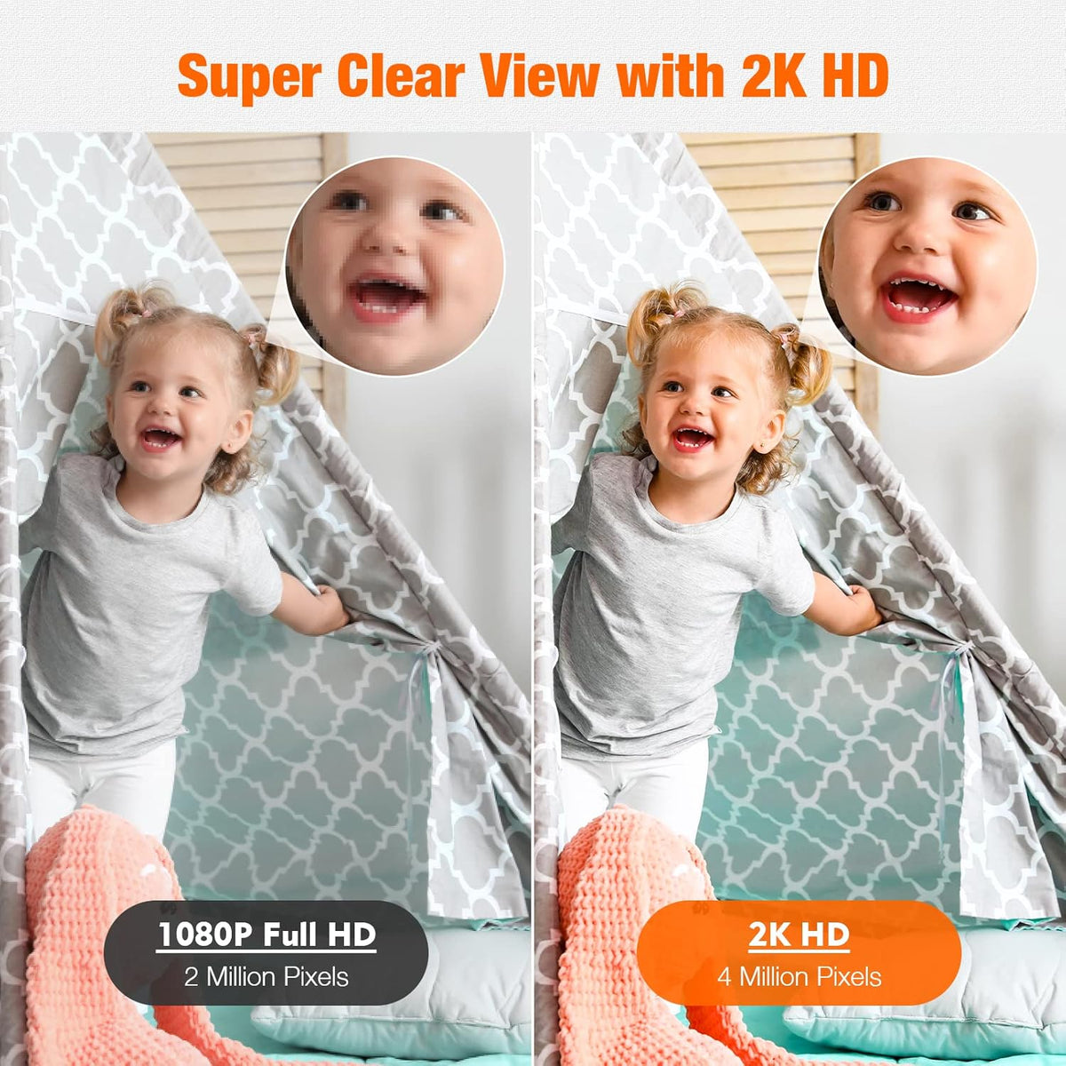 2K Security Camera with Night Vision, 2-Way Audio, Pack of 2 O882867