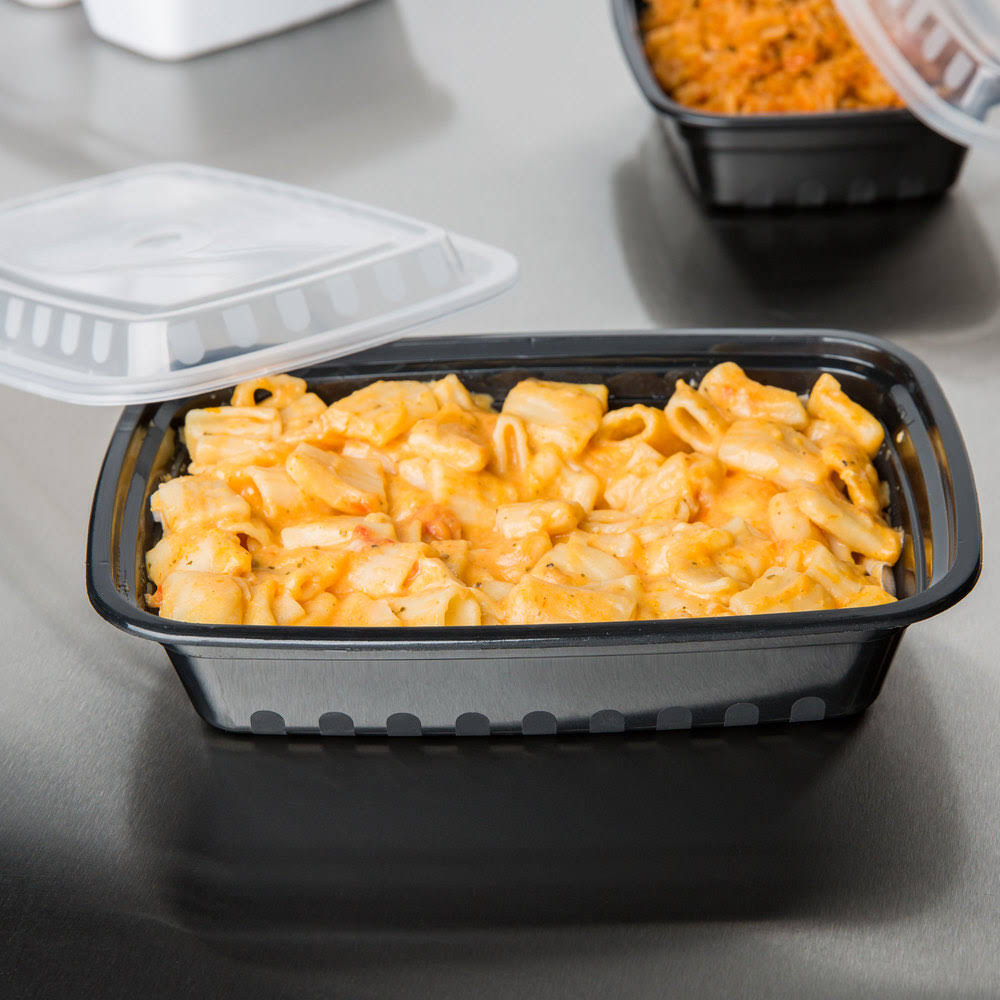 24 oz Black Microwavable Food Container with Lid F842871
