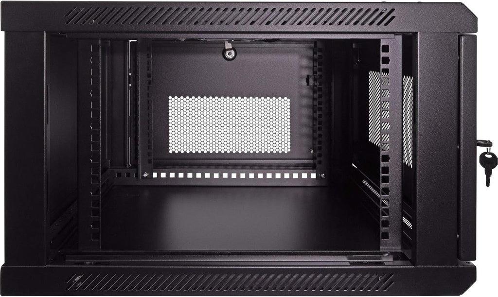 6U Wallmount Cabinet Enclosure 19-Inch Server Network Rack with Locking Perforated Door Black B878129