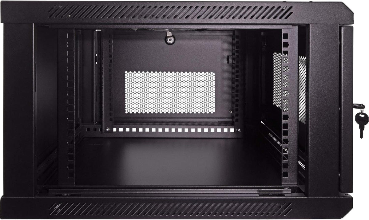 6U Wallmount Cabinet Enclosure 19-Inch Server Network Rack with Locking Perforated Door Black B878129