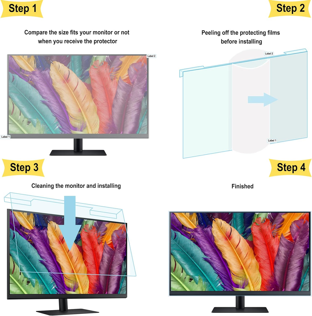24 Inch Blue Screen Protector for Computer Monitor, Pack of 2 Z999815