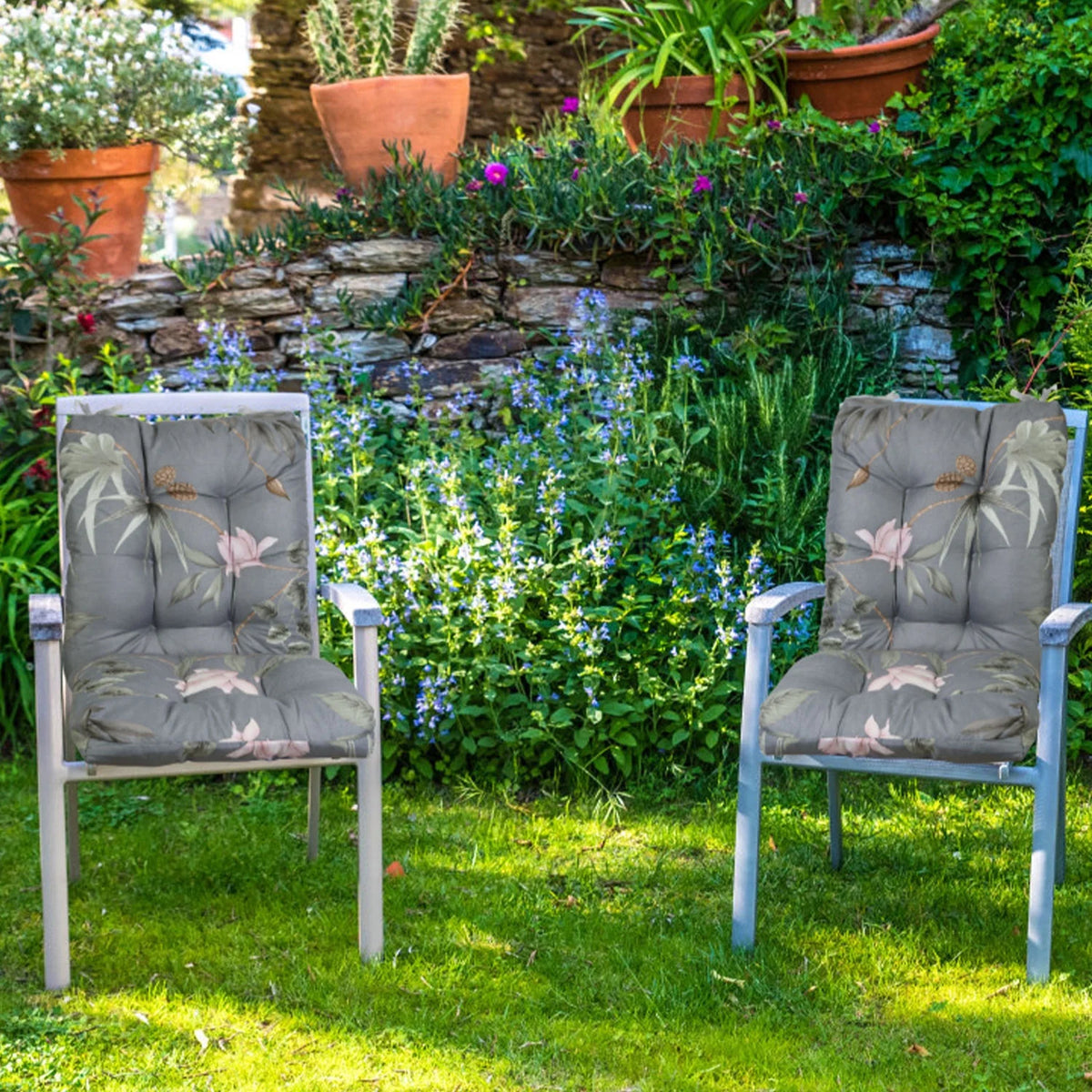 Grey Green Leaf Polyester Rocking Chair Cushion X40371
