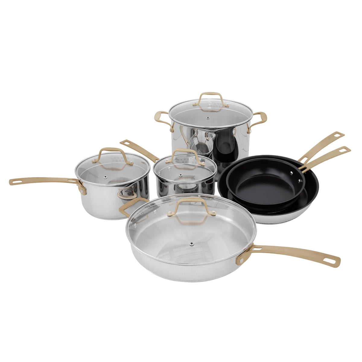 10 Piece Stainless Steel Nonstick Ceramic Cookware Set A922
