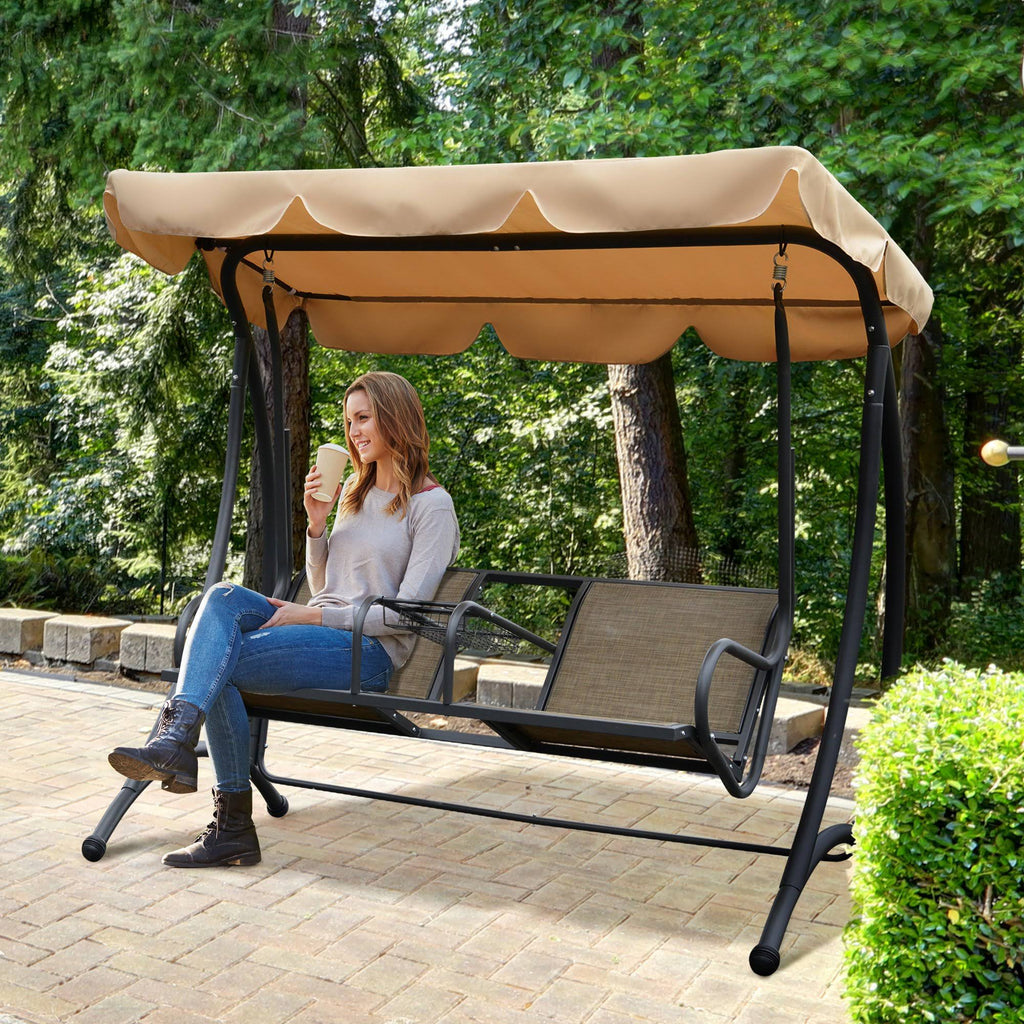 Covered Porch Canopy Swing Bench Chair with Stand Z3999