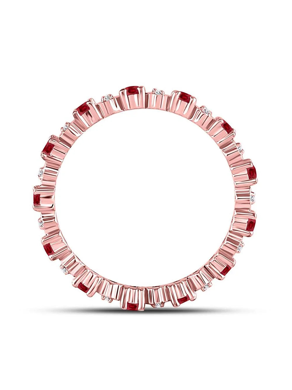 Rose Gold Ruby Diamond Eternity Stackable Band Ring D770018