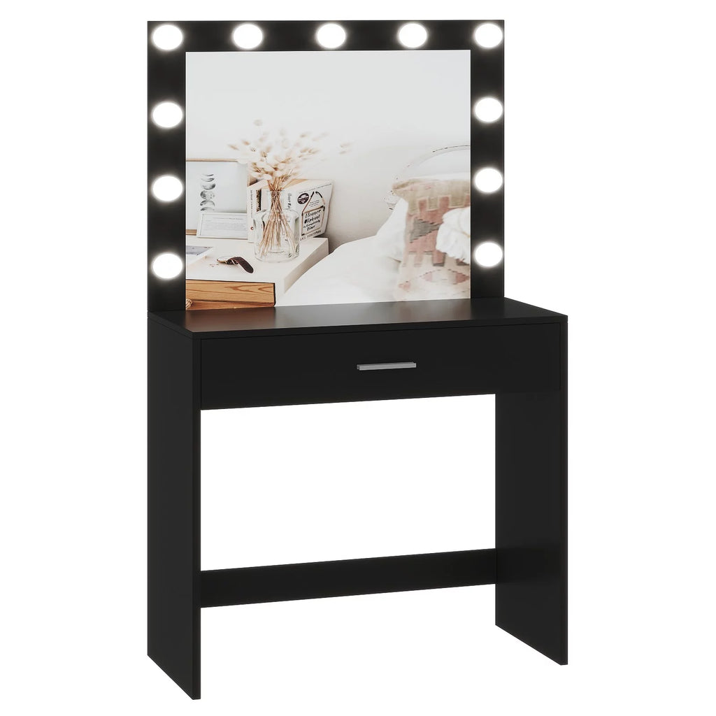 Black Makeup Vanity Table with Mirror Y41753