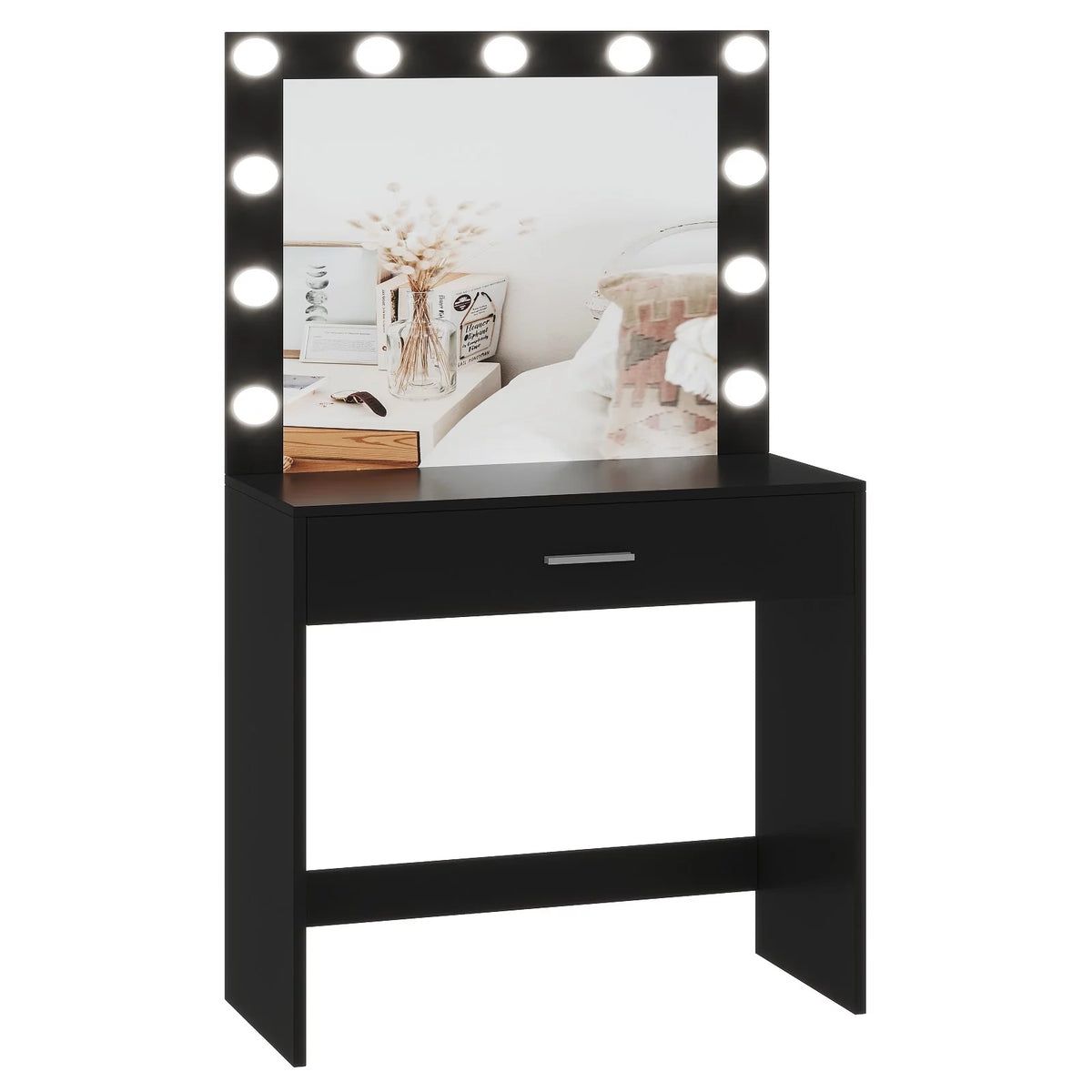 Black Makeup Vanity Table with Mirror Y41753